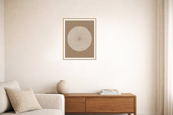 Clay Beige Abstract Wave – Signed 50-Edition Giclée Print for Gallery Walls — Living room lifestyle