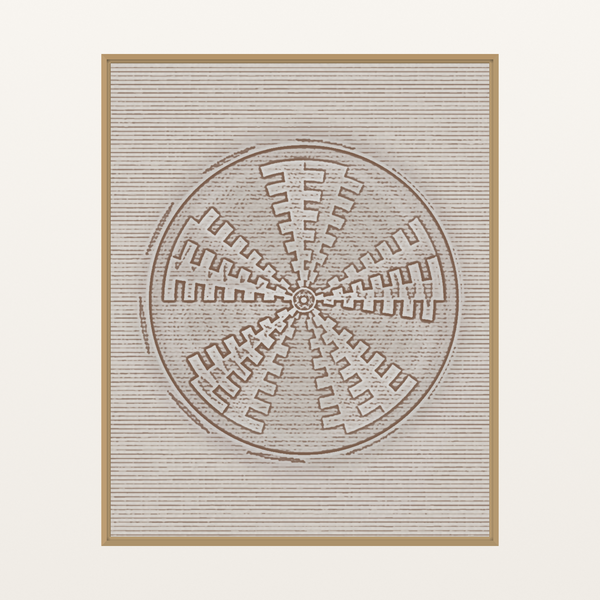 Zulu Sunburst: Aged Indigo Basketweave Organic Texture Wall Art