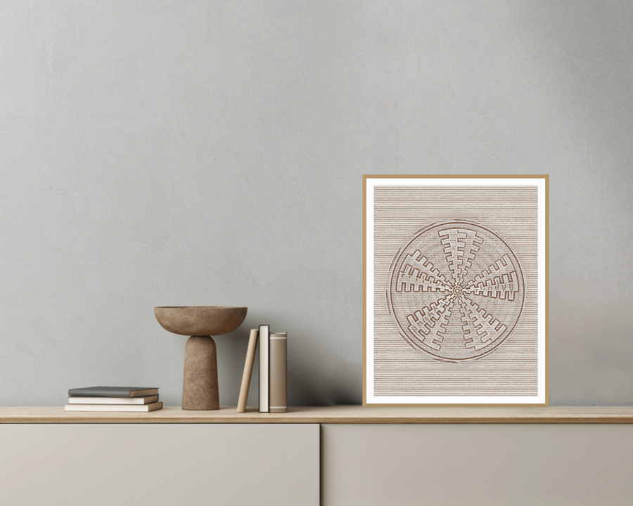 Zulu Sunburst: Aged Indigo Basketweave Organic Texture Wall Art — room scene