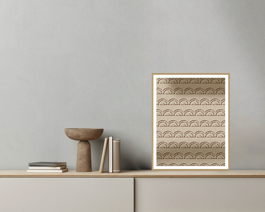 Warm Earth Watercolor-wash Line Art Print  – Limited Edition — room scene