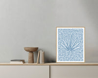 Coastal Chalk Palm Frond Motif – Limited Edition Motif Art Print — Grey wall with bowl