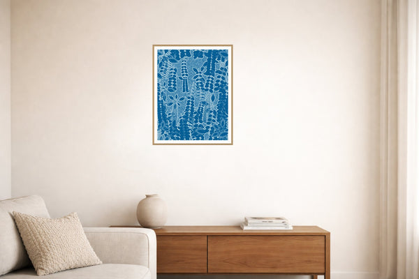 Cool Ocean Botanical – Signed 50-Edition Giclée Print for Gallery Walls — Living room lifestyle