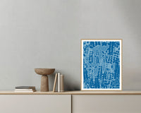 Cool Ocean Botanical – Signed 50-Edition Giclée Print for Gallery Walls — Grey wall with bowl
