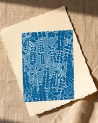 Cool Ocean Botanical – Signed 50-Edition Giclée Print for Gallery Walls — Paper/edge detail