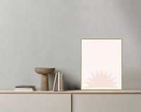Coral Sand Ombré Gradient – Signed 50-Edition Giclée Print for Gallery Walls — Grey wall with bowl
