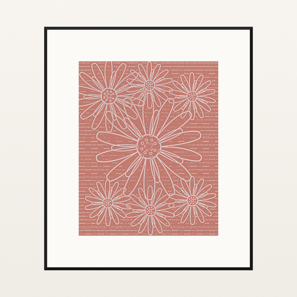Coral Sand Watercolor Sunflowers Wash Art Print