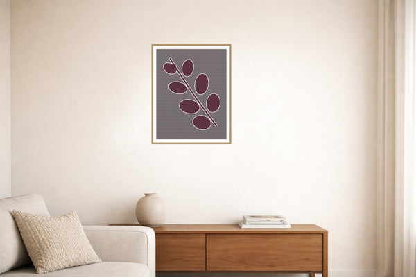 Dark Pastel Eucalyptus Painterly – Premium Painterly Wall Art Print — Living room lifestyle