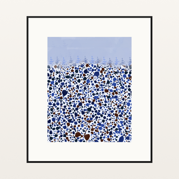 Indigo Terrazzo – Signed 50-Edition Giclée Print for Gallery Walls