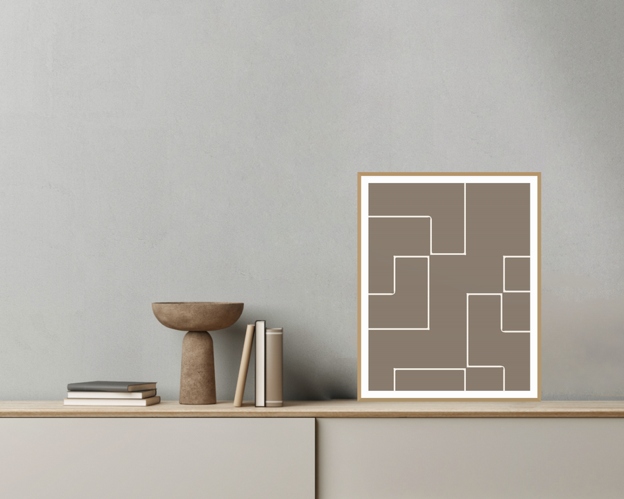 Driftwood Geometric Line Wall Art — room scene
