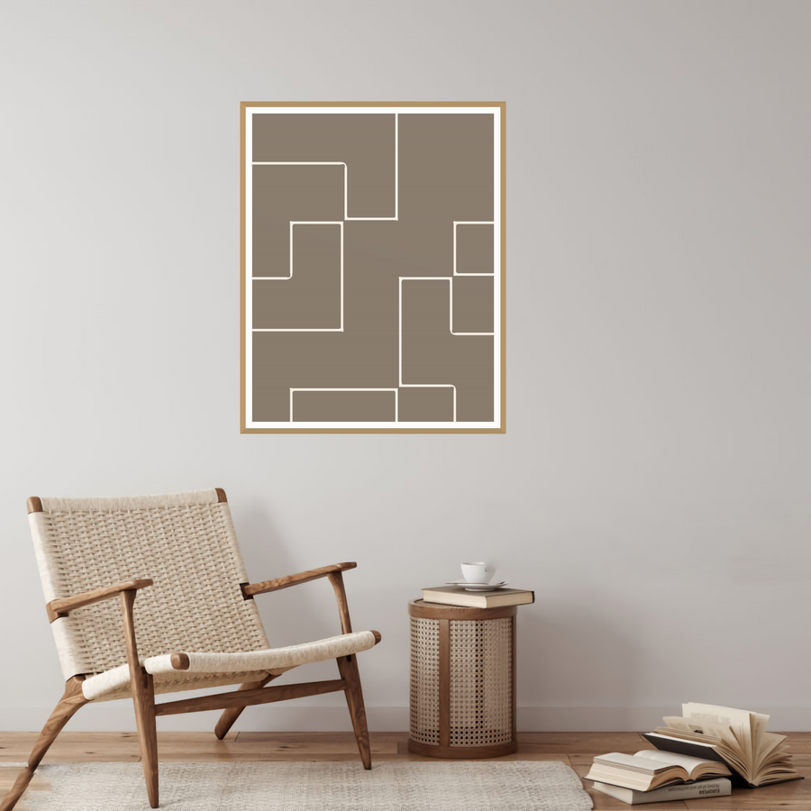 Driftwood Geometric Line Wall Art — room scene