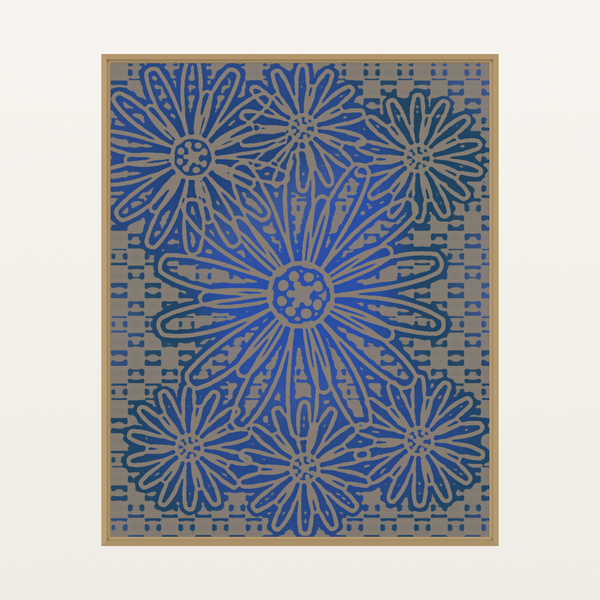 Driftwood Indigo Sunflower Etched Line Art