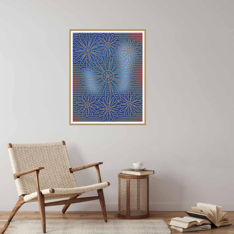 Driftwood Sunflower Etched Line Art Painterly: — room scene