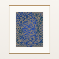 Driftwood Indigo Sunflower Etched Line Art