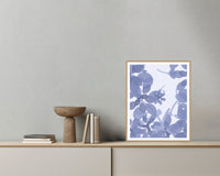 Dusty Periwinkle Ombré Gradient – Premium Ombré Gradient Wall Art Print — Grey wall with bowl