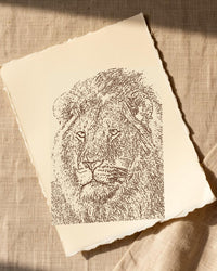 Earth Pigments Etched Line Art – Signed 50-Edition Giclée Print for Gallery Walls — Paper/edge detail