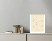 Earth Pigments Geometric – Premium Geometric Wall Art Print — Grey wall with bowl