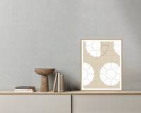 Earth Pigments Jacquard Weave – Premium Jacquard Weave Wall Art Print — Grey wall with bowl