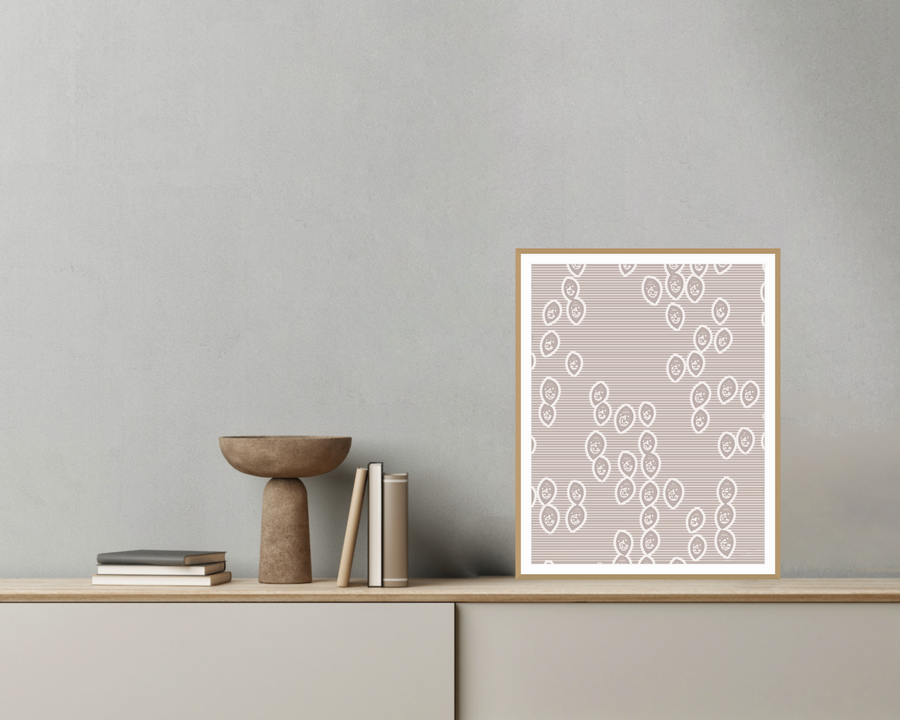Warm Etched Line Art Print — room scene