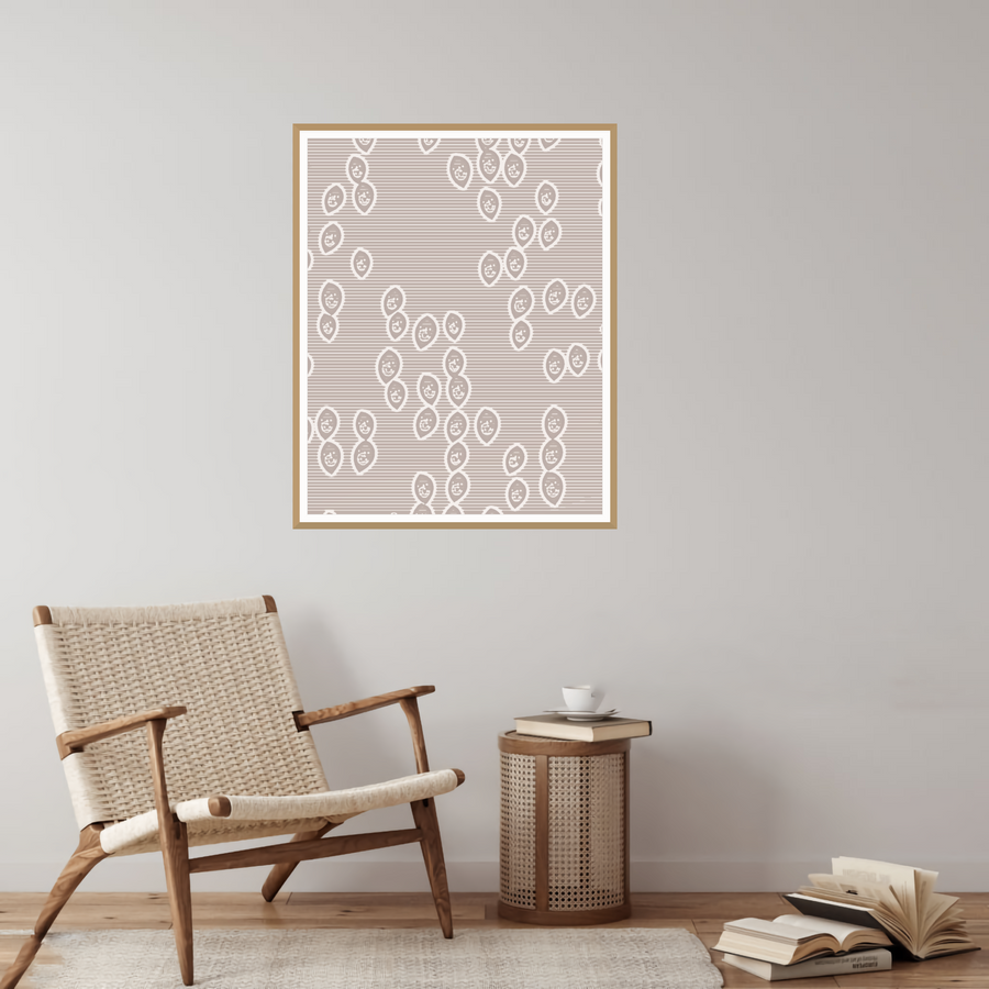 Warm Etched Line Art Print — room scene