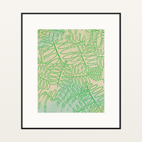 Fern Frond Etched Line Art Motif
