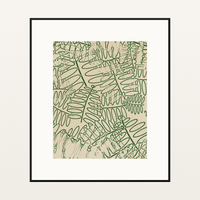 Fern Frond Etched Line Art Motif
