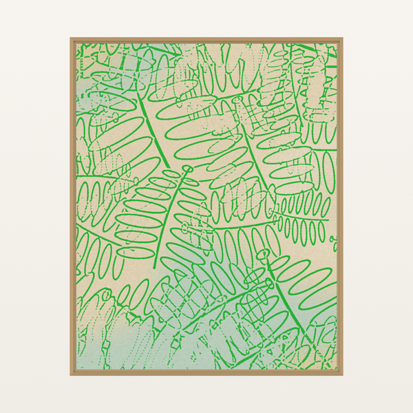 Fern Frond Etched Line Art Motif