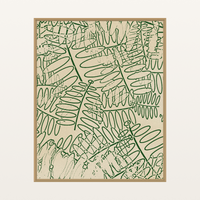 Fern Frond Etched Line Art Motif