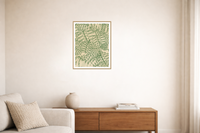 Fern Frond Etched Line Art Motif