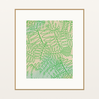 Fern Frond Etched Line Art Motif