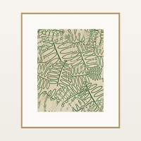 Fern Frond Etched Line Art Motif