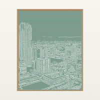 Eucalyptus Silver City Etched Line Art – Signed 50-Edition Giclée Print for Gallery Walls — Floating natural frame