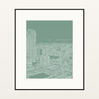 Eucalyptus Silver City Etched Line Art – Signed 50-Edition Giclée Print for Gallery Walls — Black gallery mat