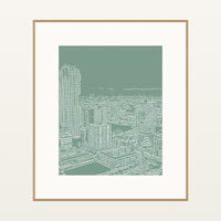 Eucalyptus Silver City Etched Line Art – Signed 50-Edition Giclée Print for Gallery Walls — Natural gallery mat