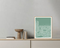 Eucalyptus Silver City Etched Line Art – Signed 50-Edition Giclée Print for Gallery Walls — Grey wall with bowl
