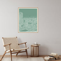 Eucalyptus Silver City Etched Line Art – Signed 50-Edition Giclée Print for Gallery Walls — Reading nook