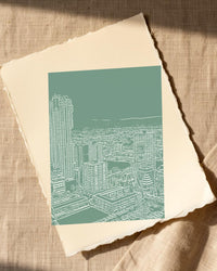 Eucalyptus Silver City Etched Line Art – Signed 50-Edition Giclée Print for Gallery Walls — Paper/edge detail