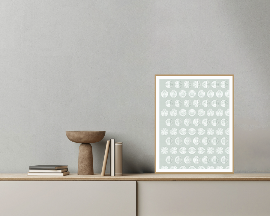 Eucalyptus Silver Jacquard Weave Art Print — room scene