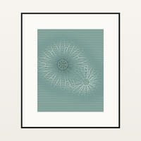 Indigo Sunflower Painterly Etched Line Art