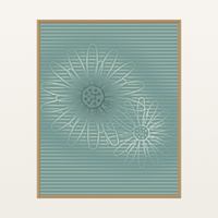 Indigo Sunflower Painterly Etched Line Art