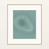 Indigo Sunflower Painterly Etched Line Art