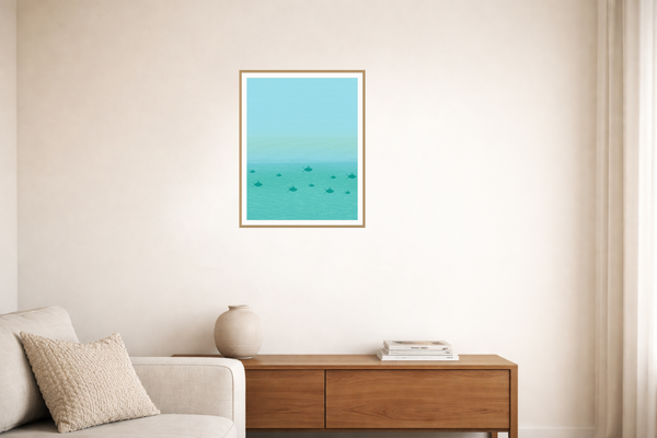 Bold Modern Gradient-sky Cloud-field Art Print