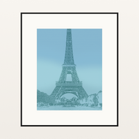Modern Watercolour Eiffel Tower Line Art Print