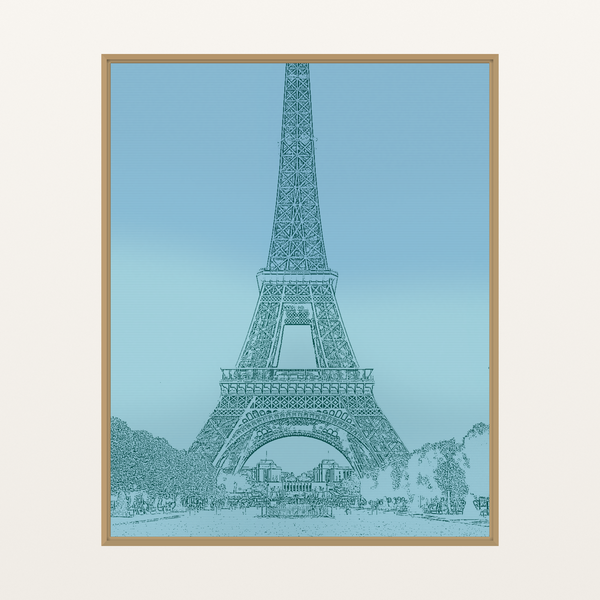 Modern Watercolour Eiffel Tower Line Art Print