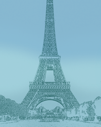 Modern Watercolour Eiffel Tower Line Art Print