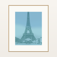 Modern Watercolour Eiffel Tower Line Art Print