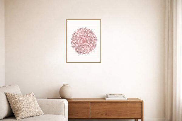 Flamingo Soft Abstract Wave – Signed 50-Edition Giclée Print for Gallery Walls — Living room lifestyle