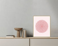 Flamingo Soft Abstract Wave – Signed 50-Edition Giclée Print for Gallery Walls — Grey wall with bowl
