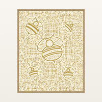 Honeyed Gold Bees Motif – Limited Edition Motif Art Print — Floating natural frame