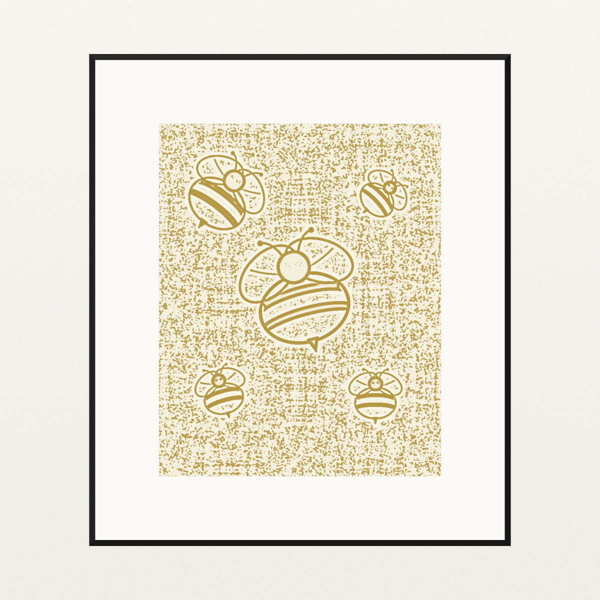 Honeyed Gold Bees Motif – Limited Edition Motif Art Print — Black gallery mat