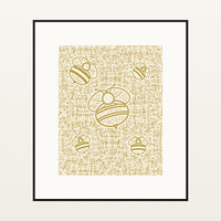 Honeyed Gold Bees Motif – Limited Edition Motif Art Print — Black gallery mat